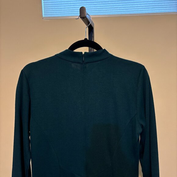 Ann Taylor Teal Wool Blend Long Sleeve Mock Neck Ruffle Hem Dress - Picture 8 of 12